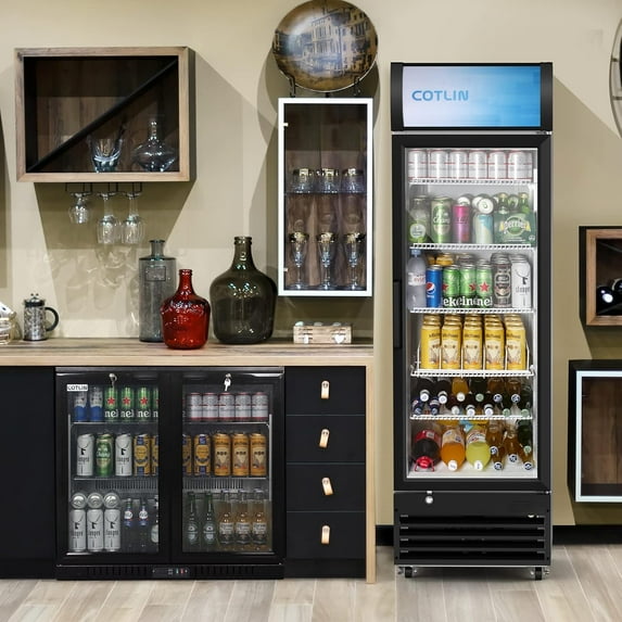 OUTBID 36" Beverage Beer Refrigerator, 7.4 Cu.Ft Commercial Back Bar Cooler Fridge, 3-layers Under Counter Refrigerator for Home & Bar,Dual-Glass Heat-preservation, ETL NSF Approved