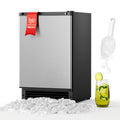 RIOXC 15" W Under Counter Ice Maker No Drain Required Stainless Steel Freestanding & Built-in Crescent Ice Machine, 12LBS Storage for RV, Marine & Home, ETL