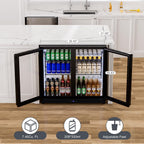 RIOXC 36" W Back Bar Cooler Beer Fridge Undercounter Refrigerator with LOW-E Glass Free Standing Beverage Refrigerator Adjustable Shelves for Soda Beer Wine,