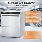 RIOXC Commercial Dishwasher, High-Temp Undercounter Dishwasher, 40 Racks/Hr, 208-240V, Stainless Steel, NSF & ETL Certified for Restaurant, Bar & Café