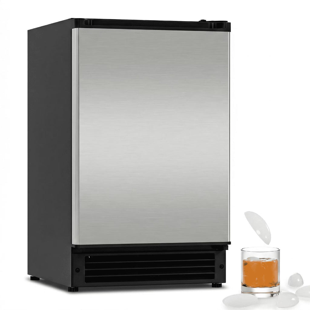 RIOXC 15" W Under Counter Ice Maker No Drain Required Stainless Steel Freestanding & Built-in Crescent Ice Machine, 12LBS Storage for RV, Marine & Home, ETL