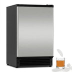 RIOXC 15" W Under Counter Ice Maker No Drain Required Stainless Steel Freestanding & Built-in Crescent Ice Machine, 12LBS Storage for RV, Marine & Home, ETL