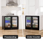 RIOXC 36" W Back Bar Cooler Beer Fridge Undercounter Refrigerator with LOW-E Glass Free Standing Beverage Refrigerator Adjustable Shelves for Soda Beer Wine,