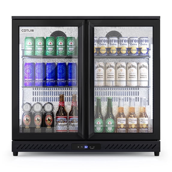 RIOXC 36" W Back Bar Cooler Beer Fridge Undercounter Refrigerator with LOW-E Glass Free Standing Beverage Refrigerator Adjustable Shelves for Soda Beer Wine,