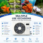 1.5 HP Aquarium Chiller, 500 Gallon Heating & Cooling Water Chiller for Fish Tank, Axolotl, Coral Reef, Hydroponics, 42–105°F Temp Control, Titanium Evaporator, R32, for Freshwater & Saltwater