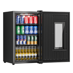 RIOXC Beverage Refrigerator 95 Can Beer Fridge with 21°F Ultra-Cold Turbo Chill Quiet Low-E Glass Door Slushy Chill for Bedroom Office Black