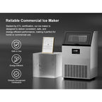 OUTBID Commercial Ice Maker Machine 300LBS/24H, 20’’ Under Counter Ice Machine with 33LBS Storage Bin/ Built-in Cleaning System, Freestanding Ice Maker for Restaurants/Bars, ETL Approved