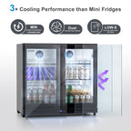 RIOXC 36" W Back Bar Cooler Beer Fridge Undercounter Refrigerator with LOW-E Glass Free Standing Beverage Refrigerator Adjustable Shelves for Soda Beer Wine,