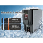 RIOXC Commercial Nugget Ice Maker, 250 lbs/Day Ice Machine with 7 lb Storage Bin, 3-in-1 Smart Modes, SECOP Compressor, Energy Efficient, ETL Certified, Ice Maker for Commercial and Home