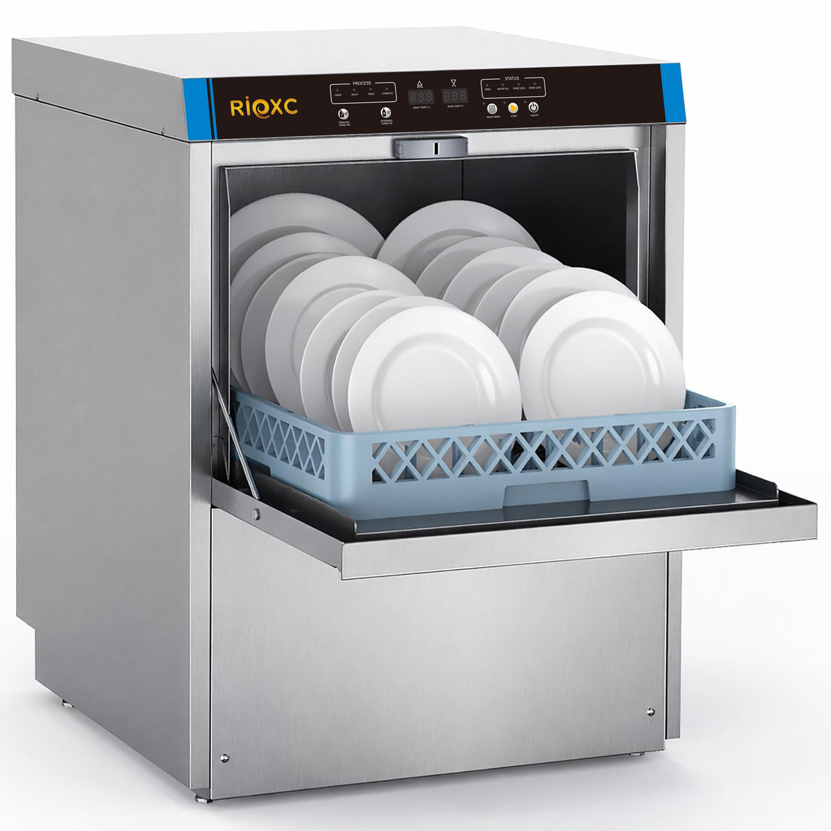 RIOXC Commercial Dishwasher, High-Temp Undercounter Dishwasher, 40 Racks/Hr, 208-240V, Stainless Steel, NSF & ETL Certified for Restaurant, Bar & Café