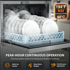 RIOXC Commercial Dishwasher, High-Temp Undercounter Dishwasher, 40 Racks/Hr, 208-240V, Stainless Steel, NSF & ETL Certified for Restaurant, Bar & Café
